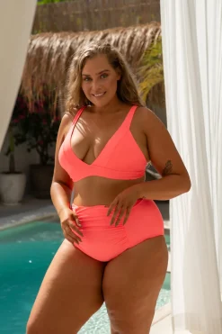 Genevieve Bikini Bottom - Fluorescent Coral