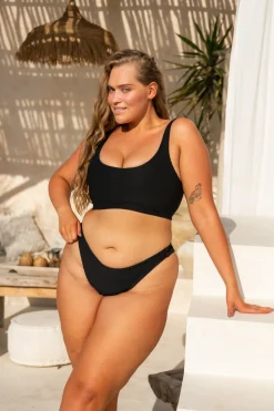 Gia Bikini Top - Black Waffle