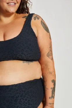 Gia Bikini Top Curve - Textured Leopard Charcoal
