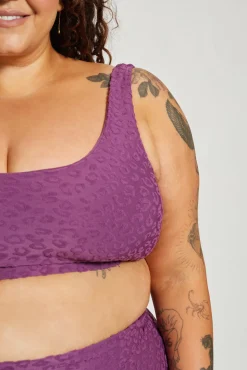 Gia Bikini Top Curve - Textured Leopard Grape