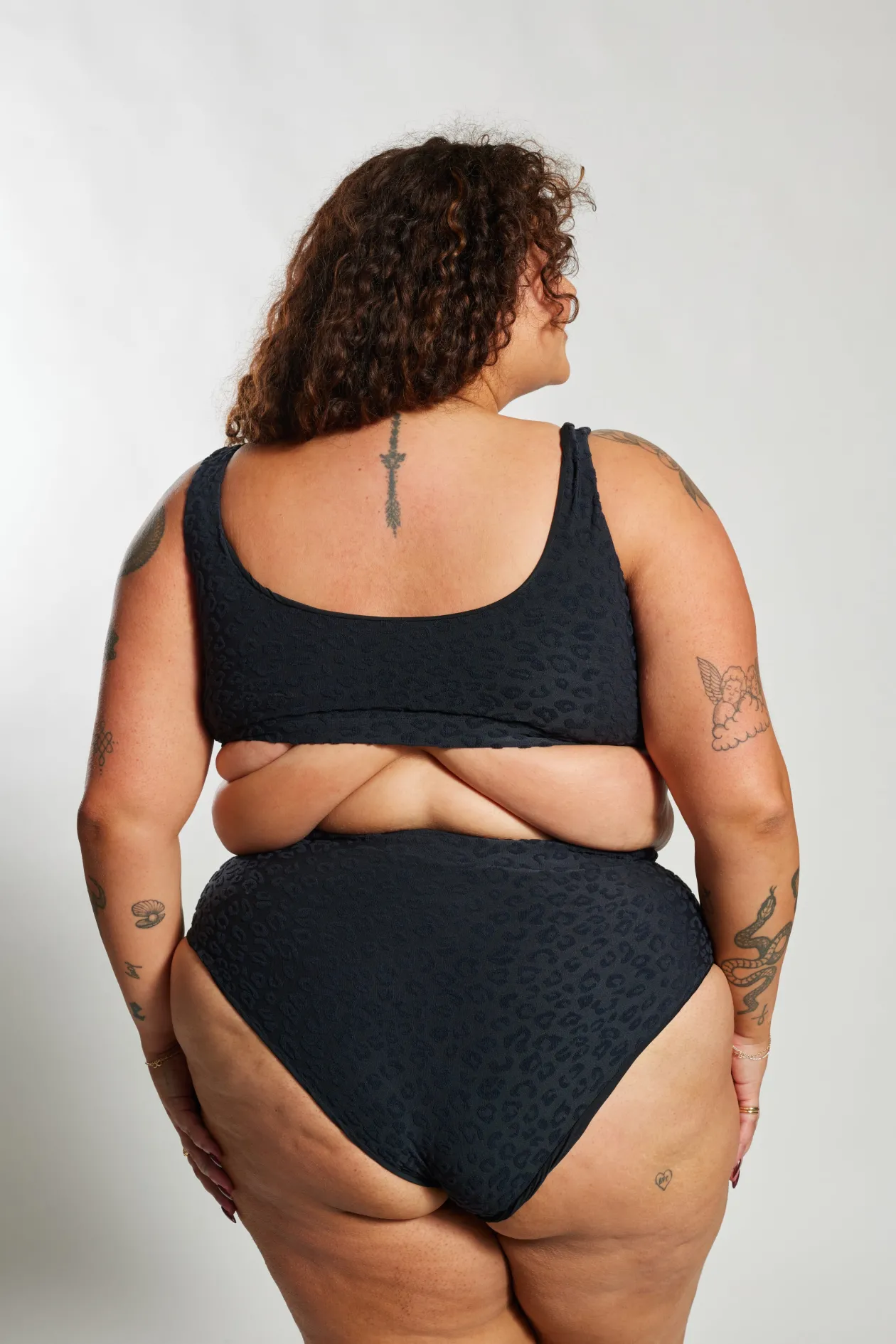 Gia Bikini Top Curve - Textured Leopard Charcoal