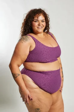 Gia Bikini Top Curve - Textured Leopard Grape