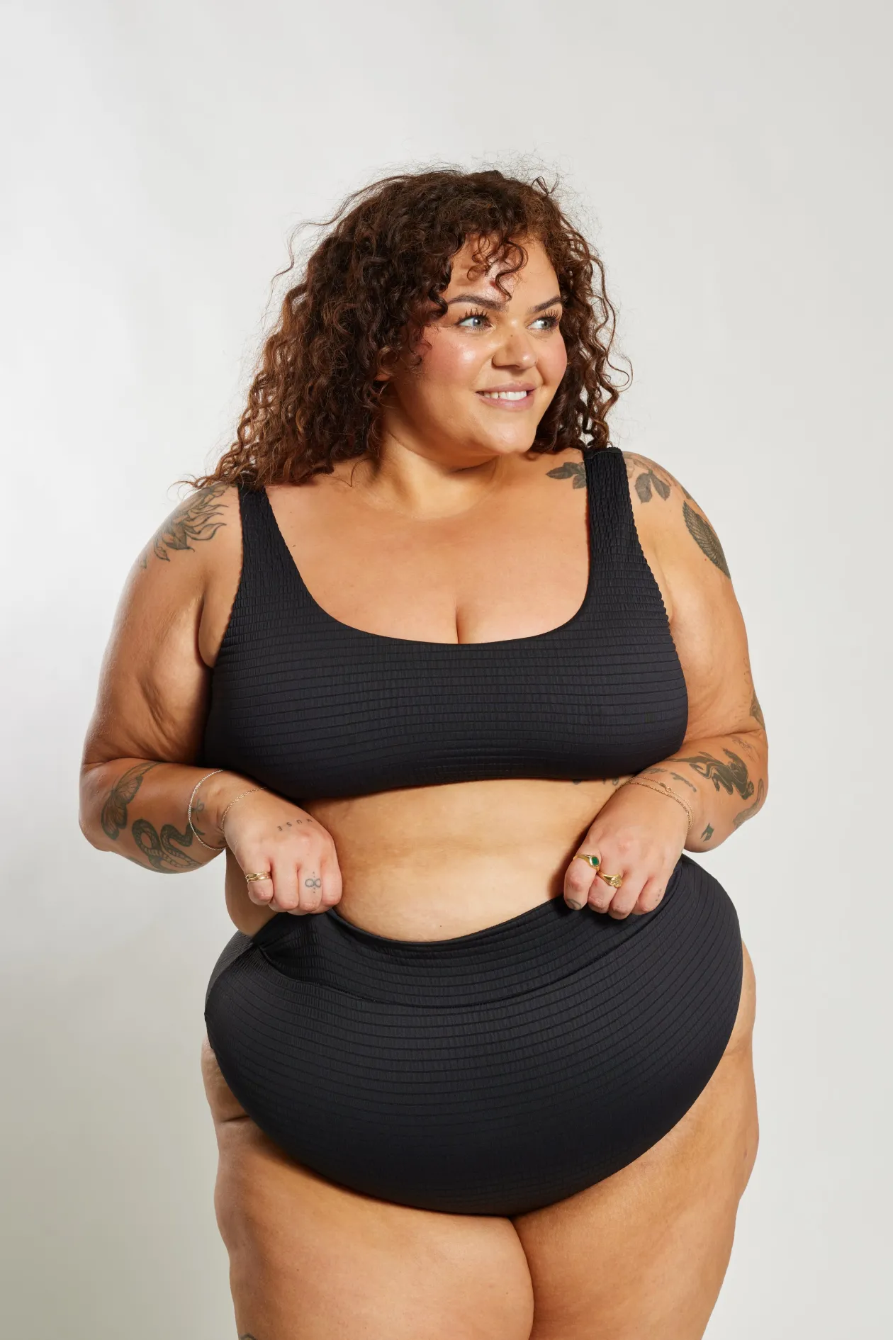 Ginger Bikini Bottom Curve - Black Runch