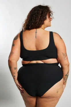 Ginger Bikini Bottom Curve - Black Waffle