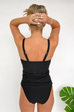 Giselle Tankini Top - Black Waffle