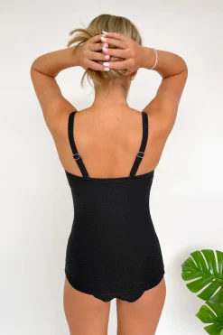 Giselle Tankini Top - Black Waffle