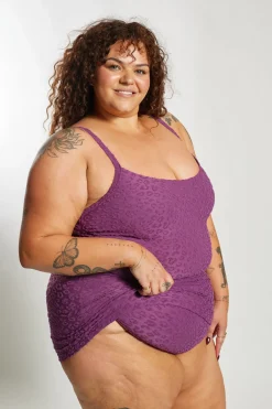 Giselle Tankini Top Curve - Textured Leopard Grape