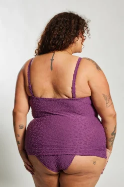 Giselle Tankini Top Curve - Textured Leopard Grape