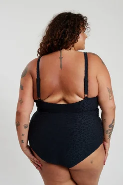 Gwen One Piece Curve - Textured Leopard Charcoal