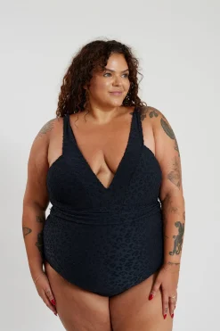Gwen One Piece Curve - Textured Leopard Charcoal
