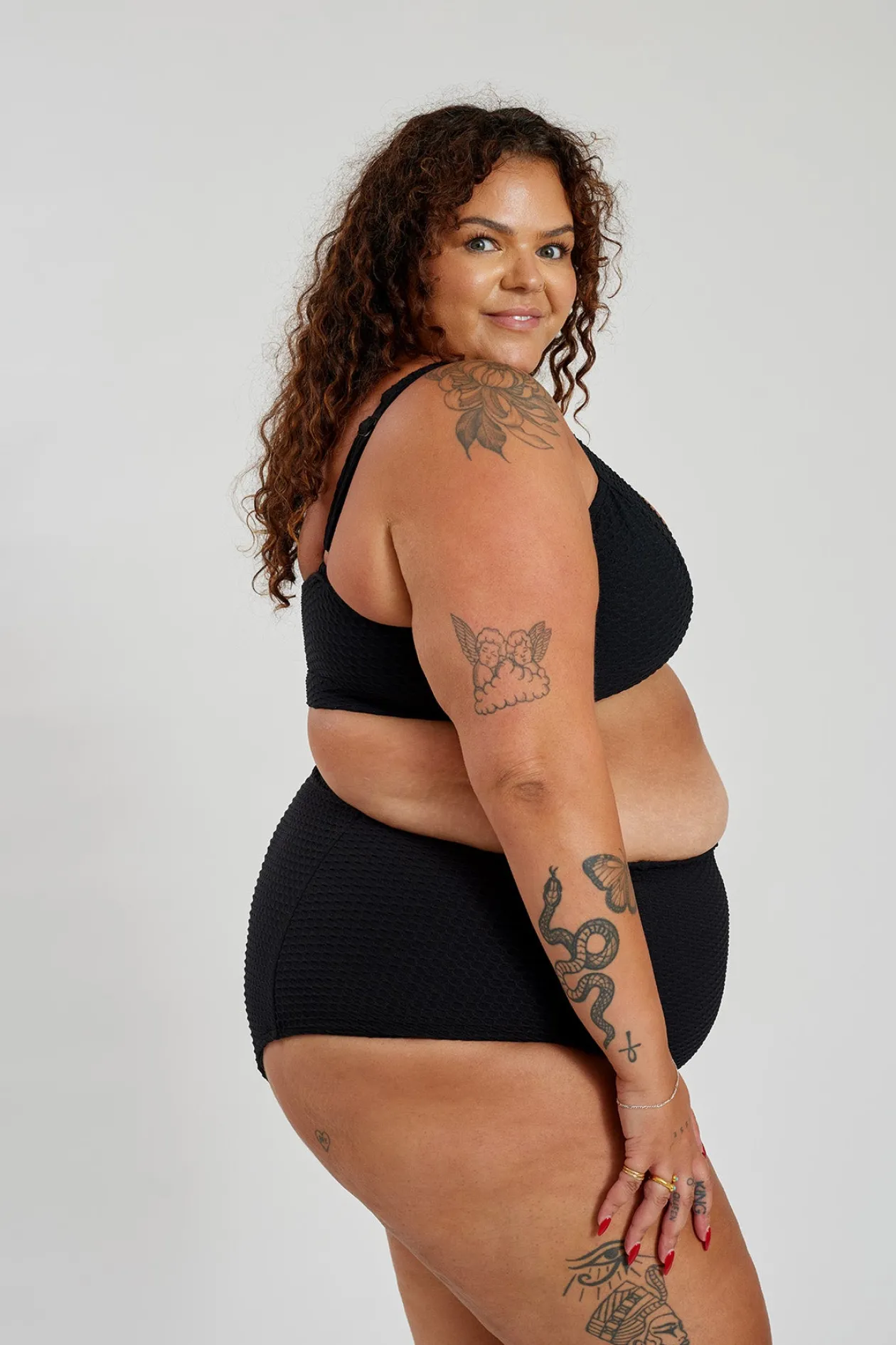 Lola Bikini Top Curve - Black Waffle