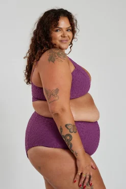 Lola Bikini Top Curve - Textured Leopard Grape