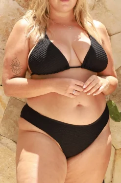 Mia String Top - Black Waffle