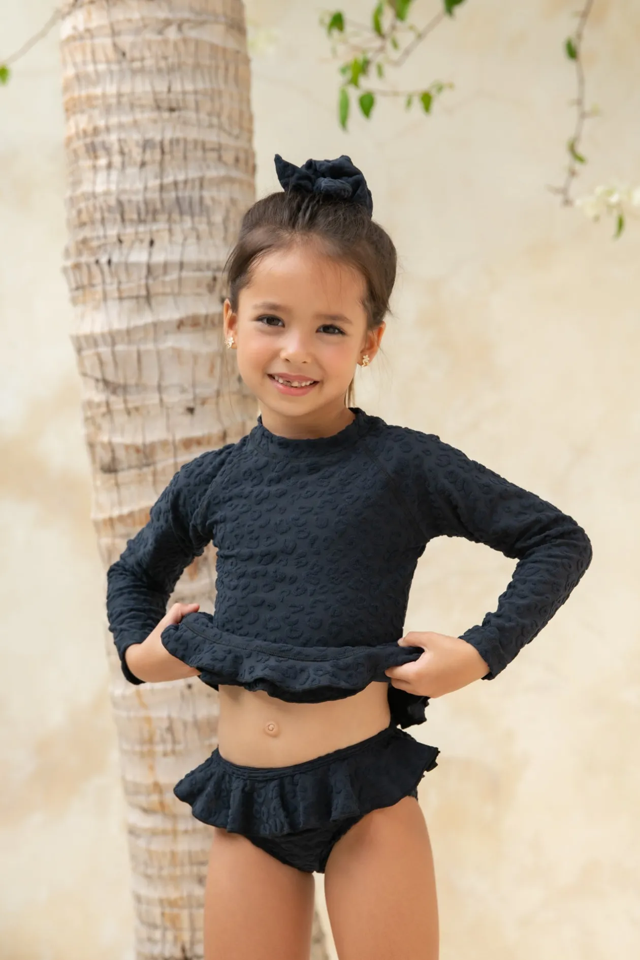 Mini Annie Rashie Set 02 - Textured Leopard Charcoal