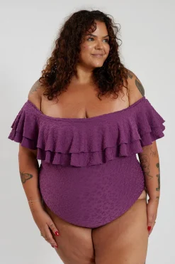 Miranda 02 One Piece Curve - Textured Leopard Grape