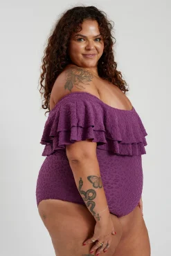 Miranda 02 One Piece Curve - Textured Leopard Grape