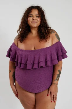 Miranda 02 One Piece Curve - Textured Leopard Grape