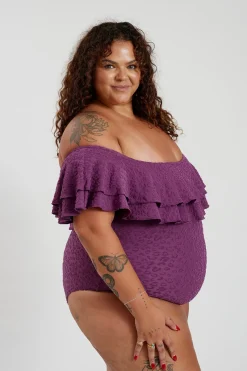 Miranda 02 One Piece Curve - Textured Leopard Grape