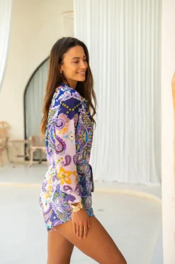 Oceana Playsuit - Peacock Swirls