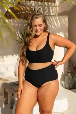 Penelope Bikini Bottom - Black Waffle