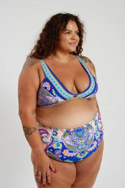 Penelope Bikini Bottom Curve - Peacock Swirls