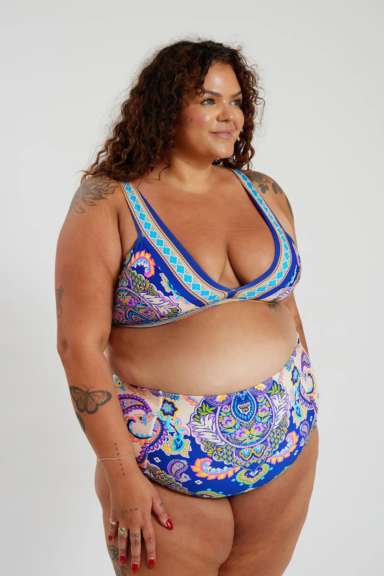 Penelope Bikini Bottom Curve - Peacock Swirls