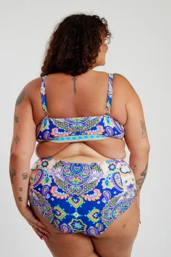 Penelope Bikini Bottom Curve - Peacock Swirls