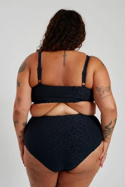 Penelope Bikini Bottom Curve - Textured Leopard Charcoal