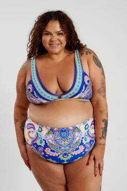 Penelope Bikini Bottom Curve - Peacock Swirls