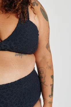 Penelope Bikini Bottom Curve - Textured Leopard Charcoal