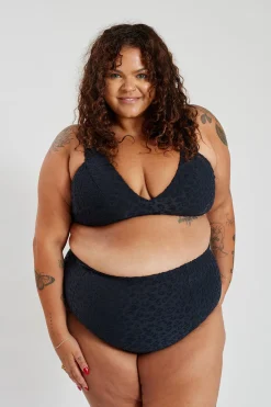 Penelope Bikini Bottom Curve - Textured Leopard Charcoal