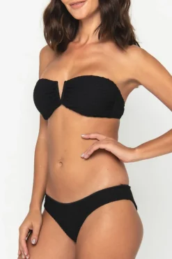 Scarlett Bandeau Top - Black Waffle
